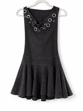 Current Mood Black Sleeveless Mini Dress with Grommet Detail
